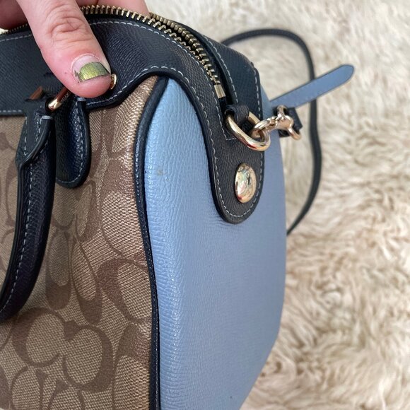 Coach Mini Bennett Satchel in Colorblock Signature Coated Canvas Midnight Pool - Picture 10 of 15